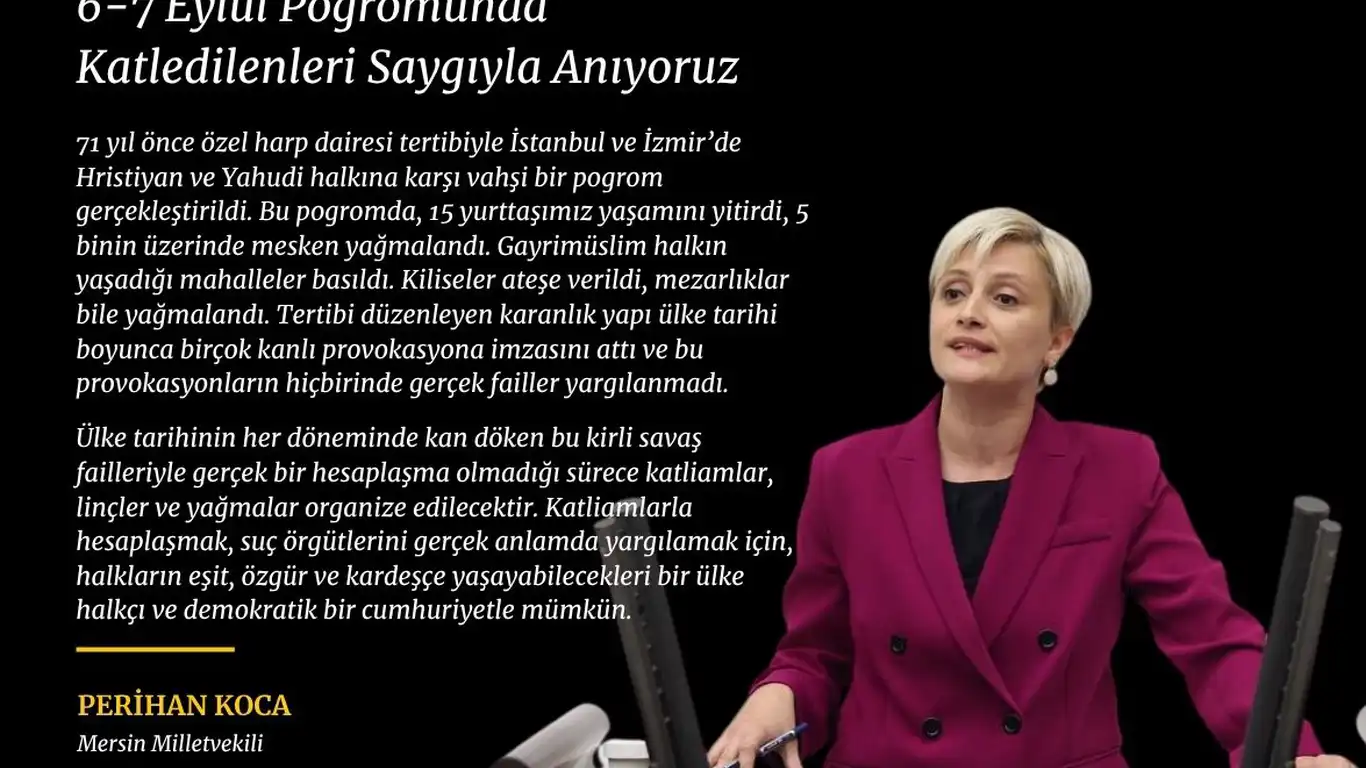Perihan Koca, 6-7 Eylül Pogromu'nda Hayatını Kaybedenleri Andı Perihan Koca, 6-7 Eylül Pogromu'nda Hayatını Kaybedenleri Andı